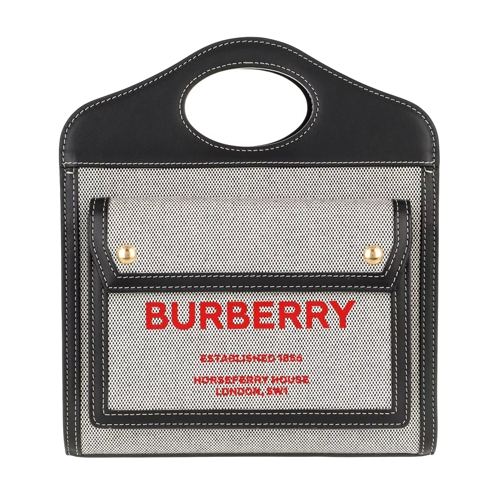 Burberry Mini Pocket Bag Canvas Leather Black Tote