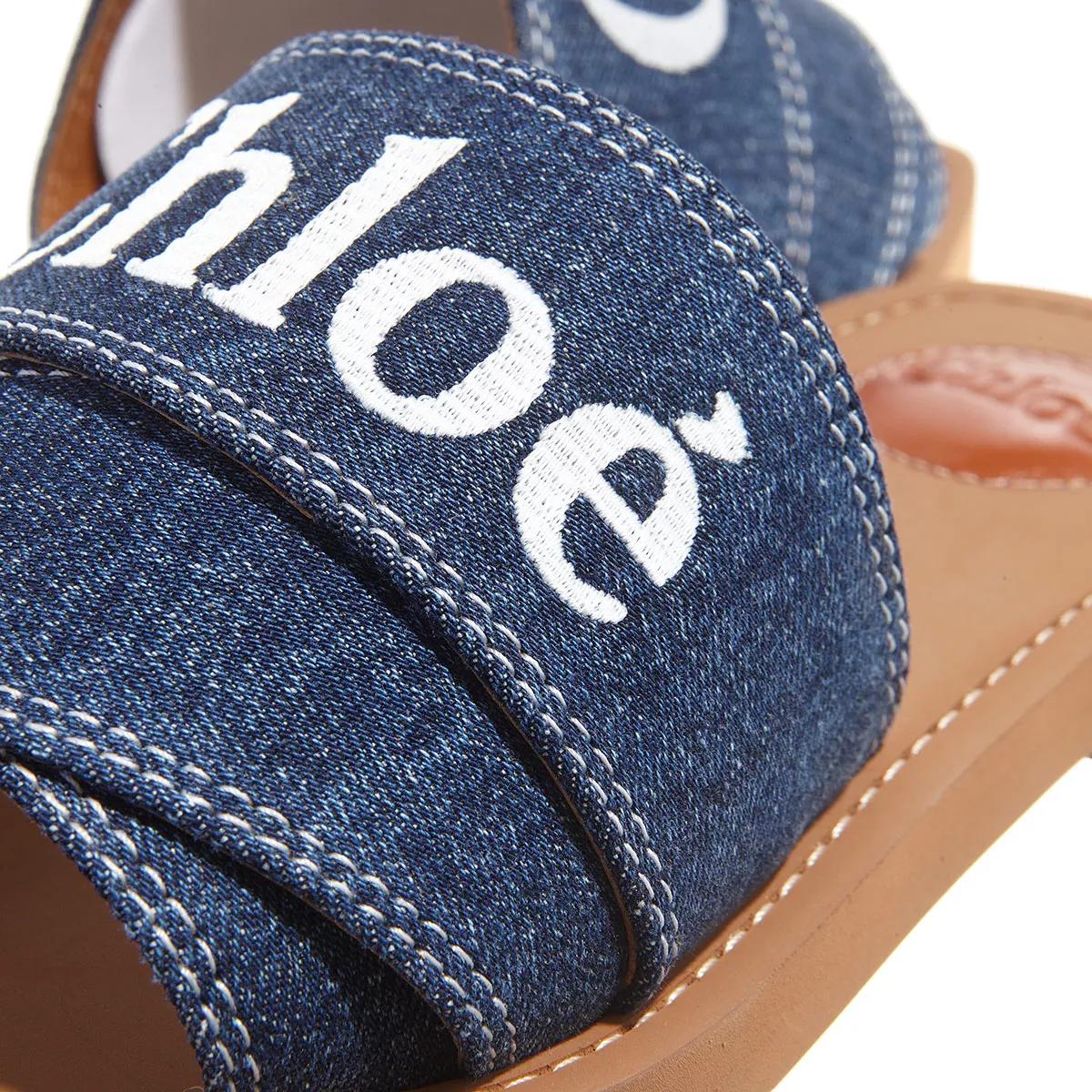 Chlo Woody Flat Mules Denim Mule