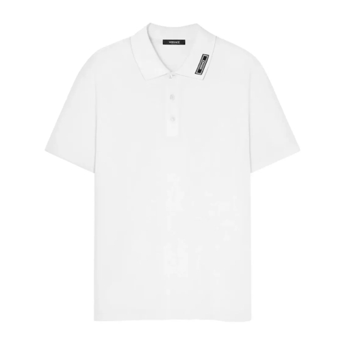 Versace White Logo-Patch Polo Shirt White Polohemd