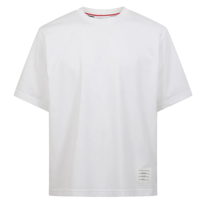 Thom Browne T-shirt Oversized Tricolour Stripe T-Shirt White
