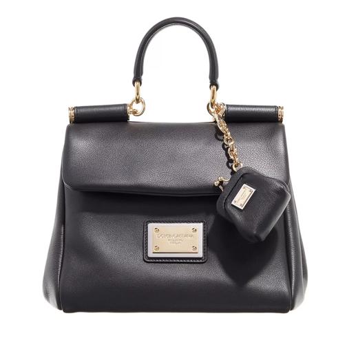 Dolce&Gabbana Small Sicily Soft Bag In Calfskin Black Axelremsväska