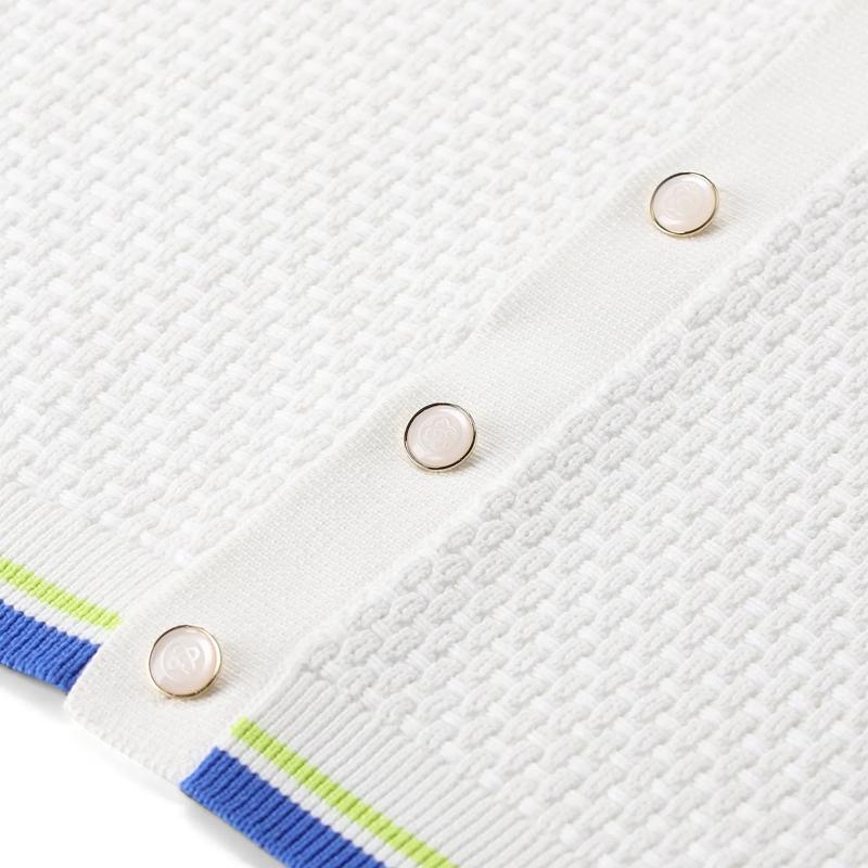 Casablanca Hemd Textured Knit Short-Sleeve Shirt With Logo Patch D White(Image 7)
