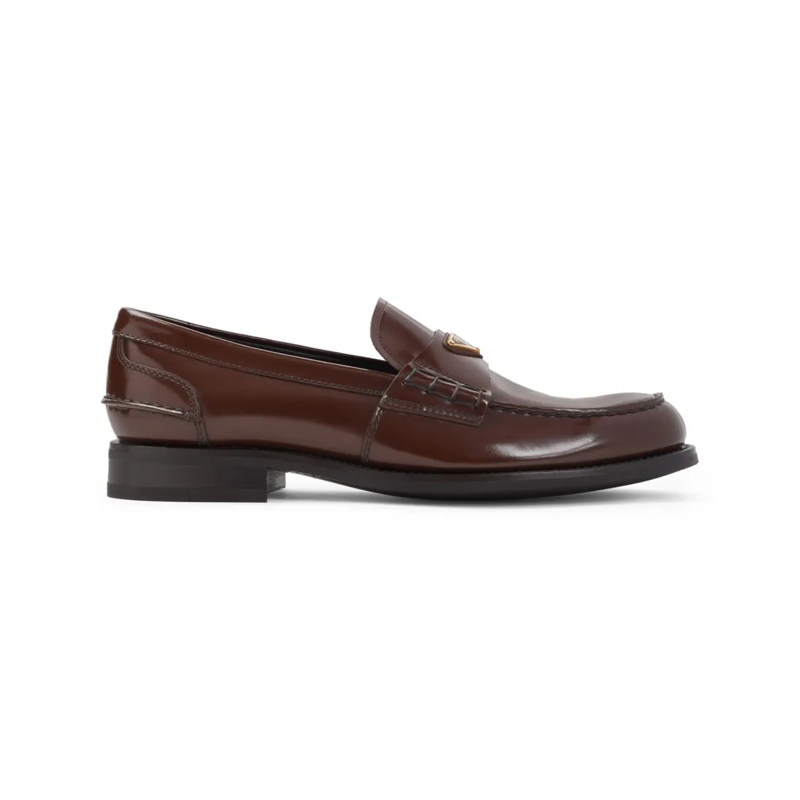 Prada Loafer Brown Brushed Calf Leather Loafers Brown