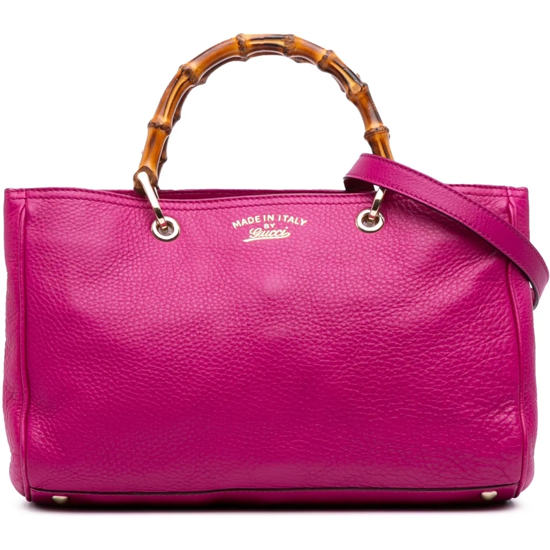 Gucci Sac à bandoulière Medium Calfskin Bamboo Shopper Satchel rose