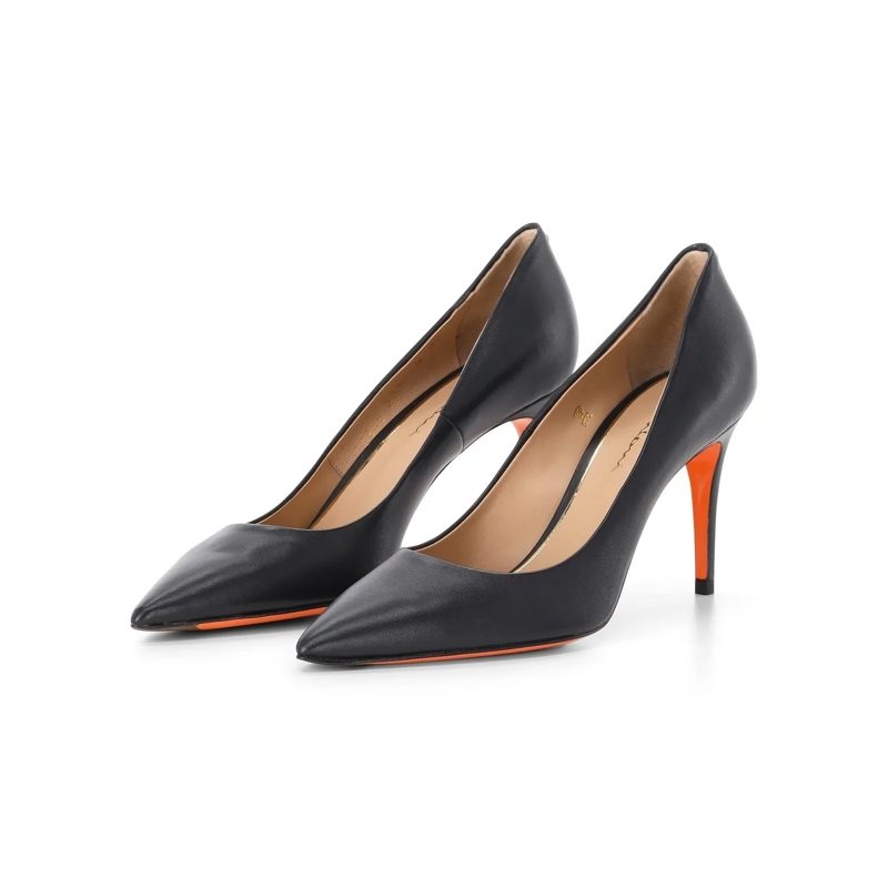Santoni Escarpins Pumps aus Glattleder Schwarz