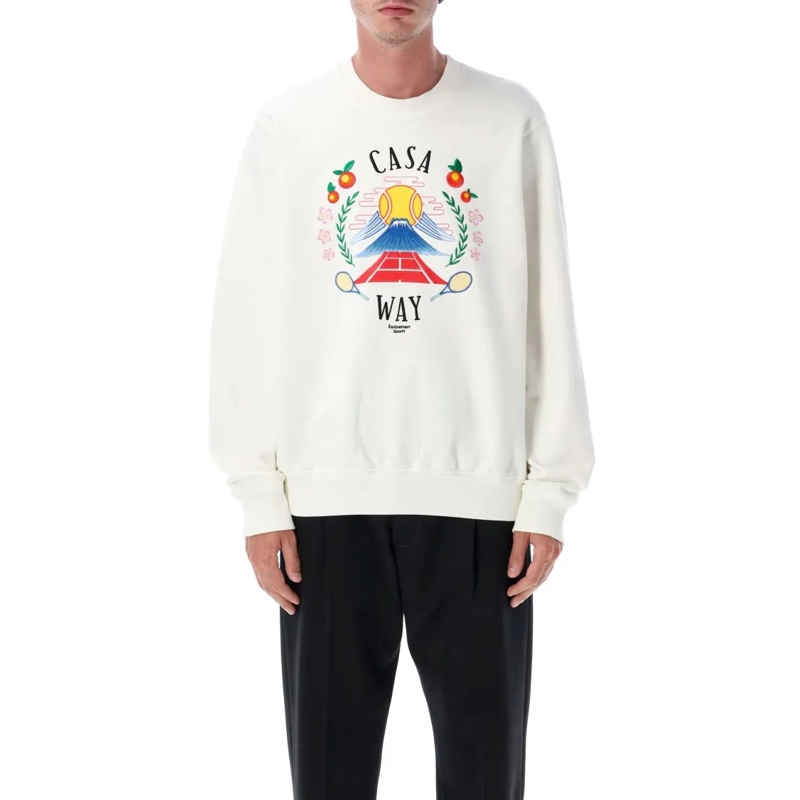 Casablanca  Casa Way Mountain Embroidered Sweatshirt White