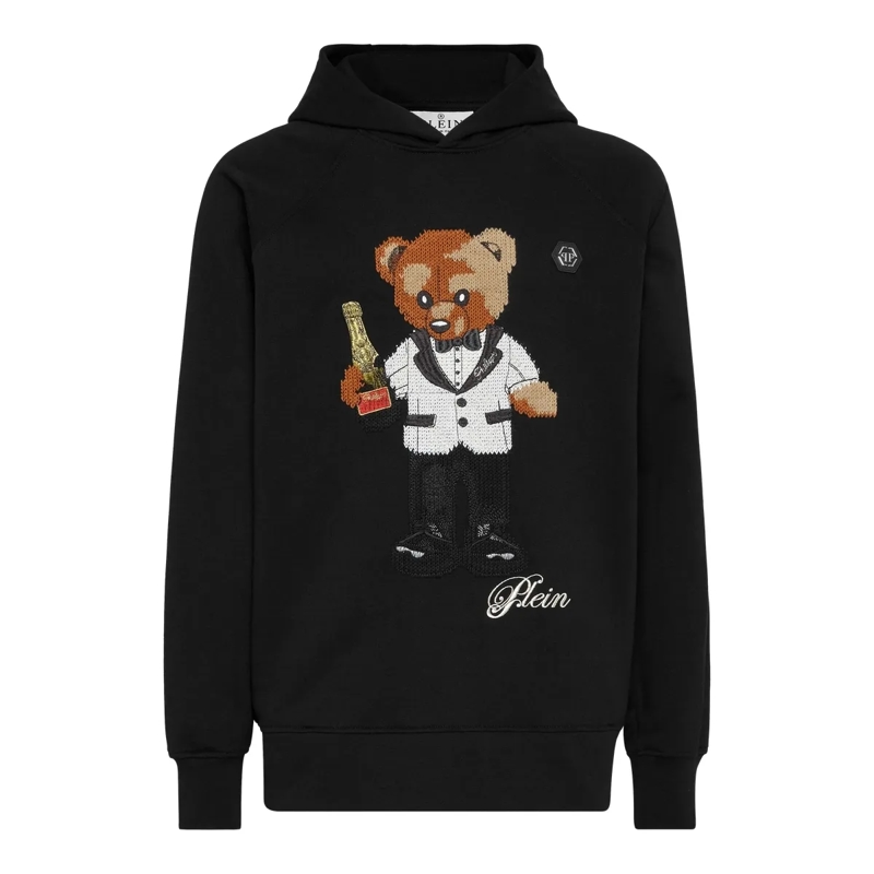 Philipp Plein Top Kapuzen-Sweatshirt Teddy schwarz