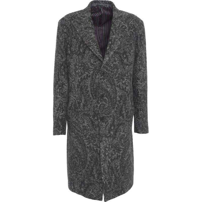 Etro Doudoune Jacquard coat in wool blend grau
