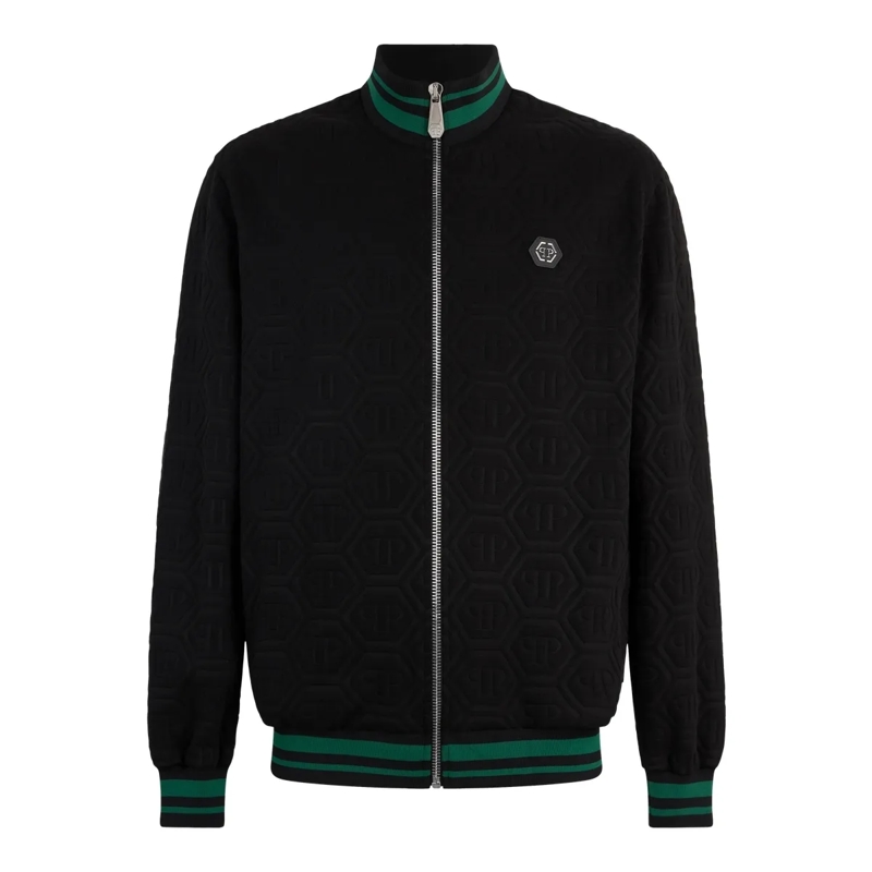 Philipp Plein Daunenjacke Tracksuit Jacket Jacquard Monogram schwarz