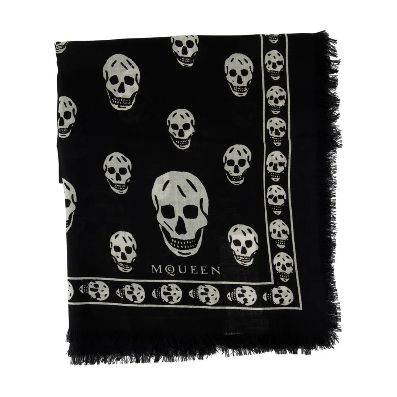 Alexander McQueen Écharpe légère Skull Scarf - Silk - Black Black