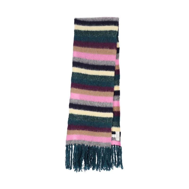 Erl Écharpe légère Textured Multicolor Knitted Scarf With Fringed End Multicolor
