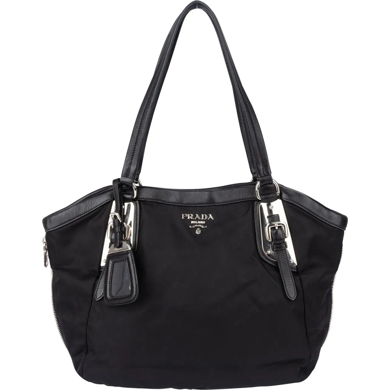 Prada Schultertasche Prada Black Tessuto Zipper Handbag schwarz