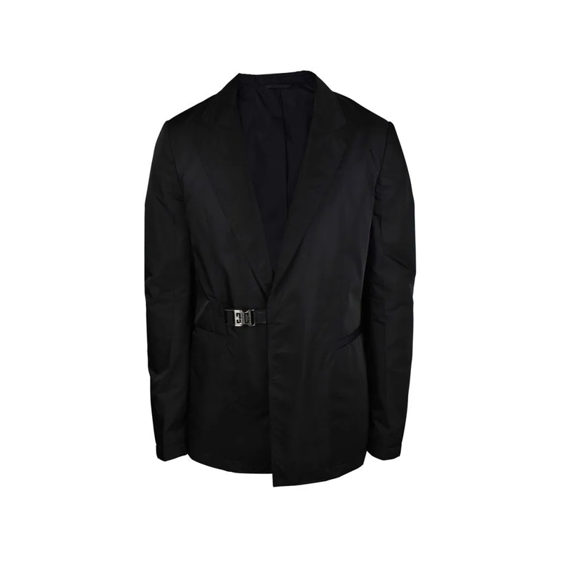 Givenchy Blazer Tailored Black Nylon Jacket With Silver-Tone Faste Black