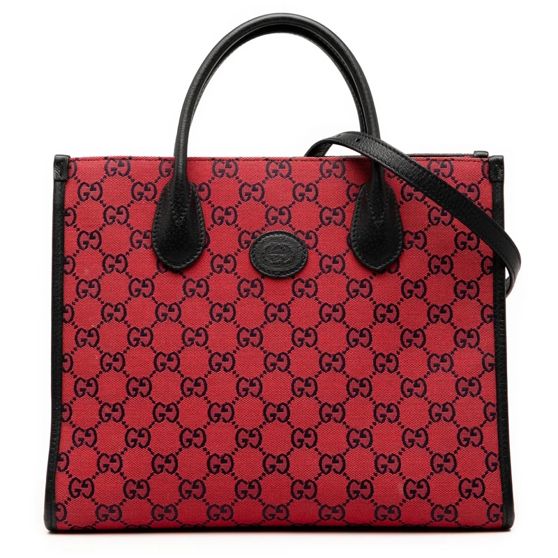 Gucci Sac à bandoulière Small GG Canvas Interlocking G Tote rot