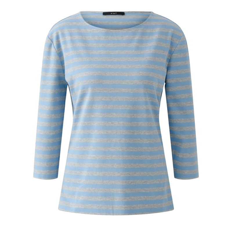 Oui 3/4-Arm-Shirt T-Shirt SOLEILA grau