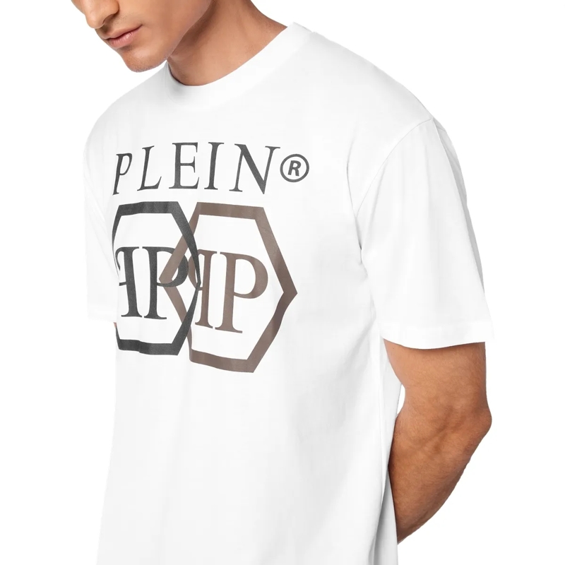 Philipp Plein T-Shirt T-Shirt Hexagon Mit Schmucksteinen weiss(Image 4)