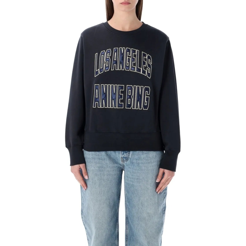 Anine Bing  Harry Shrunken Black Sweatshirt Black