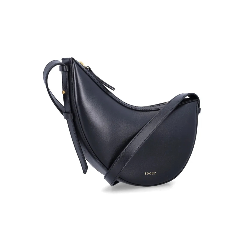 SOEUR Sac à bandoulière Crescent-Shaped Mini Bag In Smooth Black Leather Black