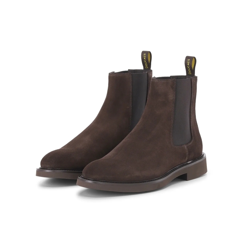 Doucal's Bottes Boots aus Veloursleder Dunkelbraun