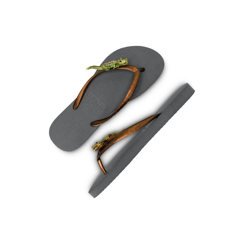 UZURII Flip Flops Zehentrenner Green Crocodile Switch silber(Image 4)