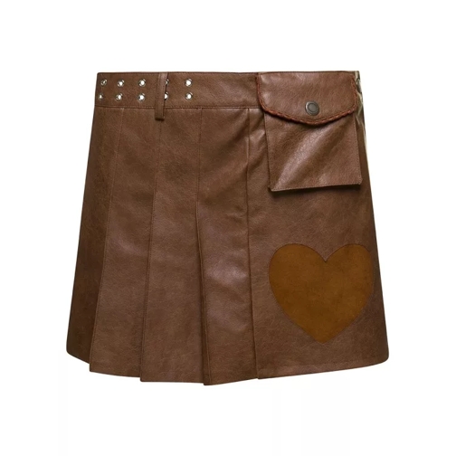Andersson Bell Arina' Brown Pleated Mini Skirt With Heart And Pat Brown 