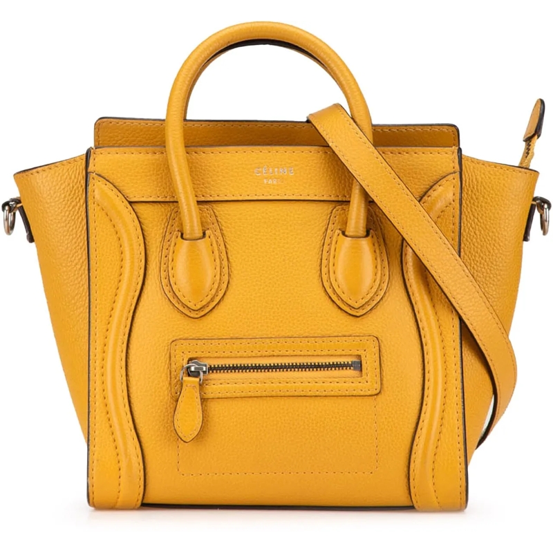 Celine Schultertasche Nano Leather Luggage Tote gelb