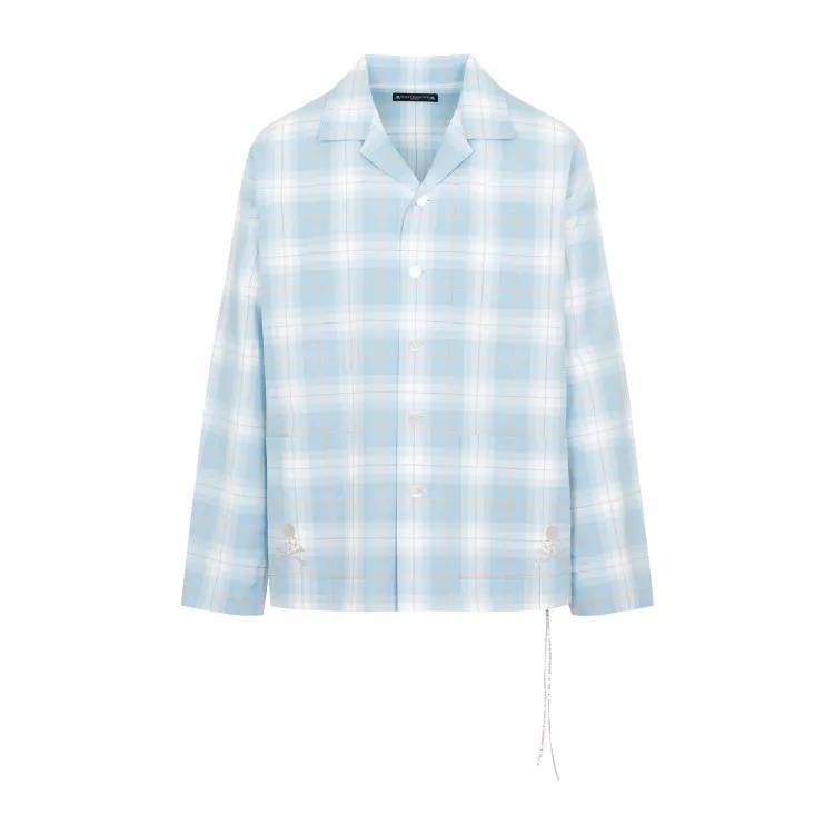 Mastermind Japan - Blue Cotton Open Collar Plaid Shirt - Größe M - blue