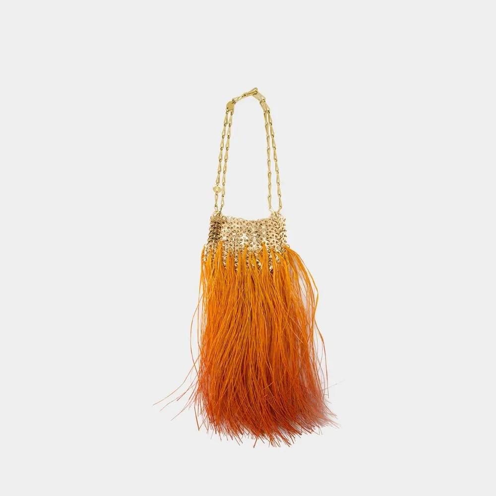 Paco Rabanne Shoppers Gradient Fringes Bag Raphia Orange in oranje