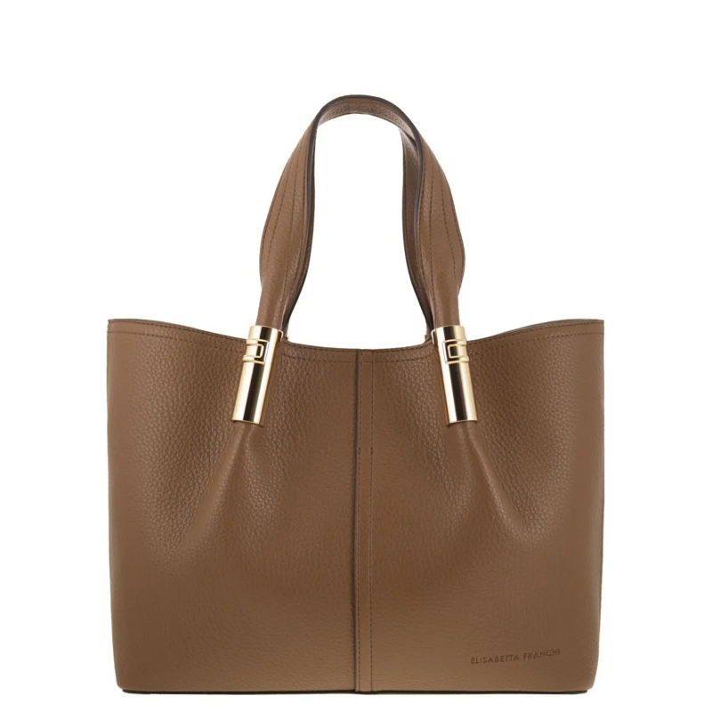 Elisabetta Franchi Fourre-tout Medium Tote Bag With Logo Details Brown