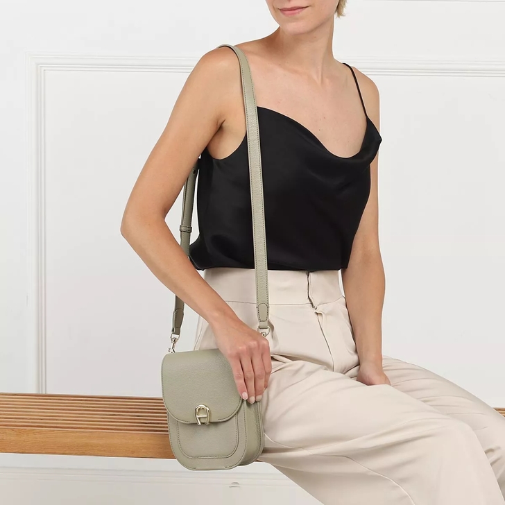 AIGNER Ariana Small Reed Green Crossbody Bag