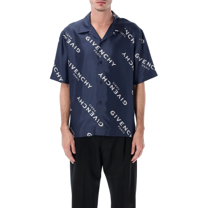Givenchy Overhemd Silk Twill Shirt With Shadow Print Black