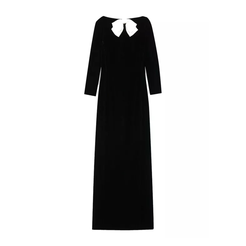 Saint Laurent Robe longue Velvet Long Dress Black