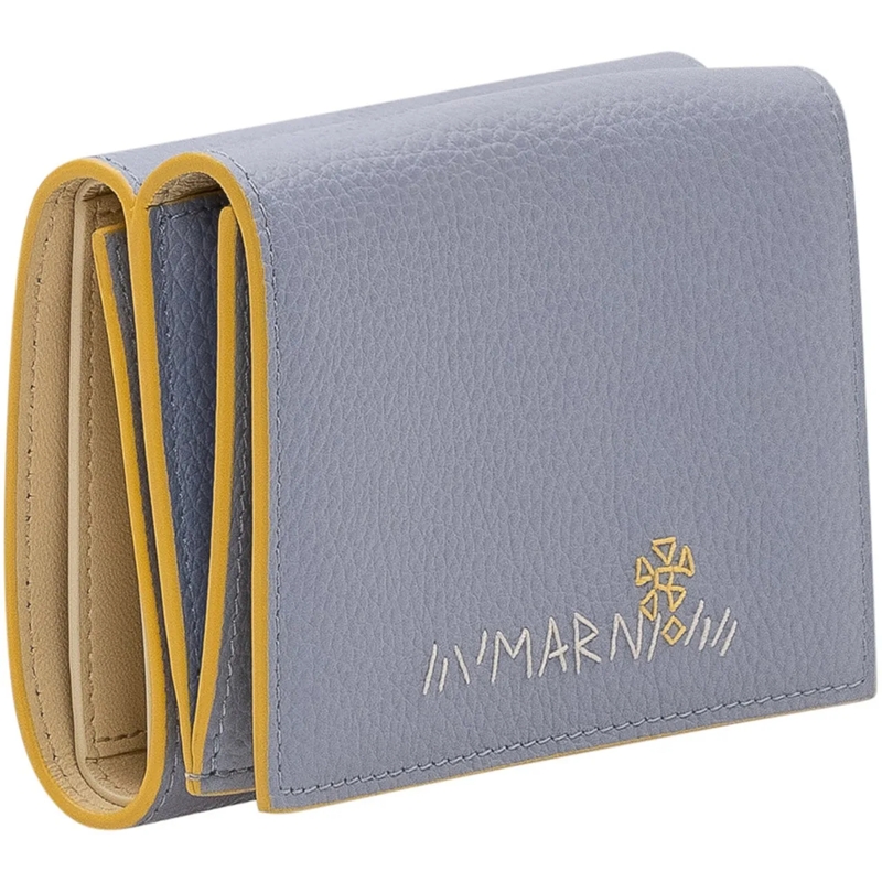 Marni Geldbörse Portafoglio Trifold con Patta e Logo Inciso blau(Image 3)
