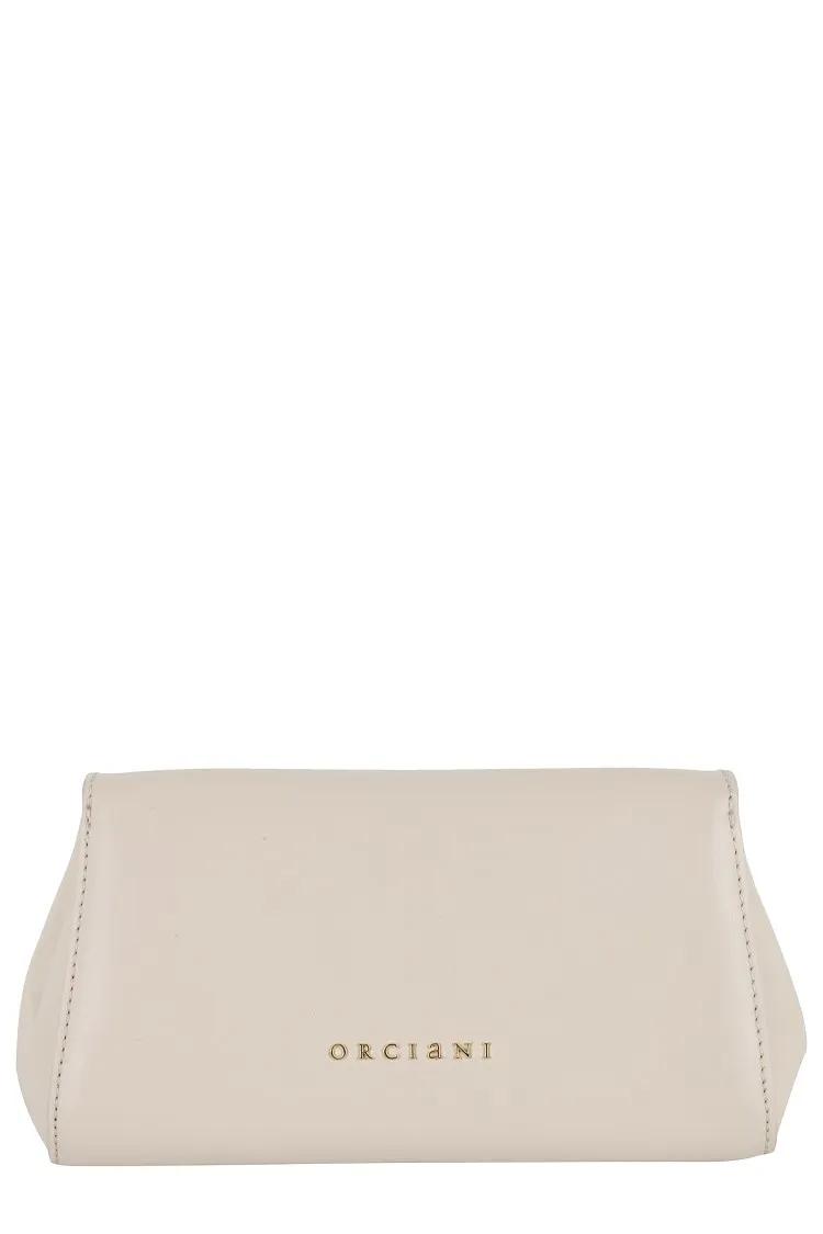 Orciani Clutches Smooth Leather Clutch With Removable Chain Strap in beige