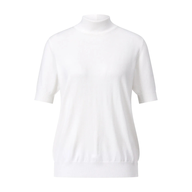 Riani Pullover Kurzarm-Pullover mit Stehkragen Weiß
