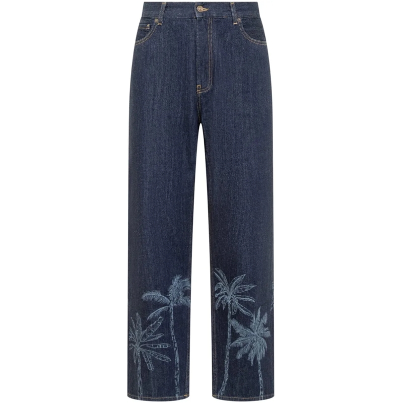 Alanui Jeans mit geradem Bein Jeans Jungle Toile dunkelblau