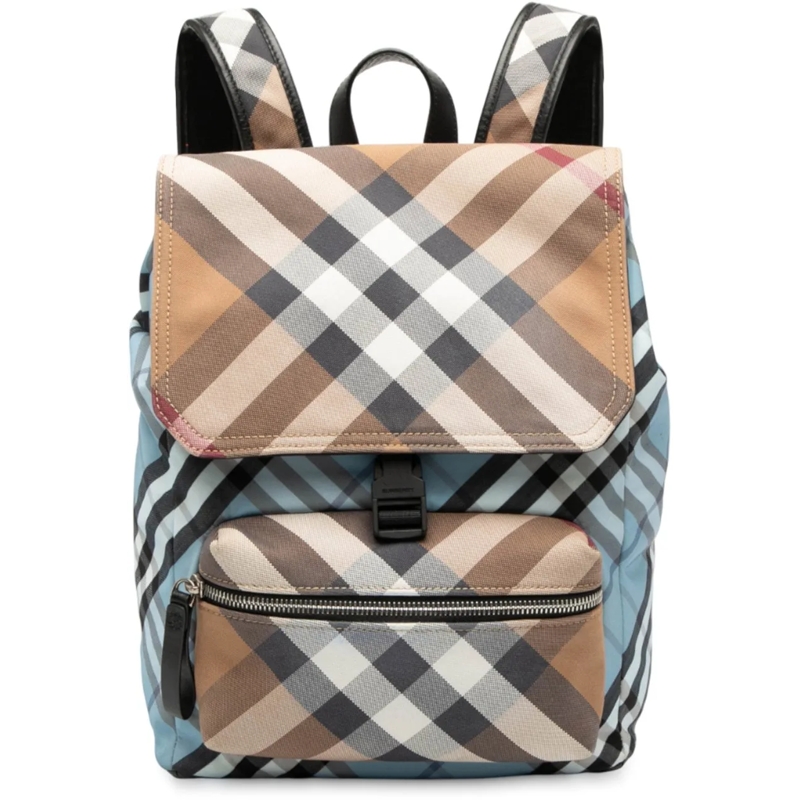 Burberry Rucksack Supernova Check Canvas and Nylon Backpack blau