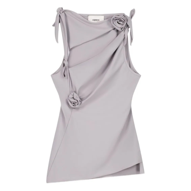 Coperni Bluse Asymmetrical Grey Tank Top White