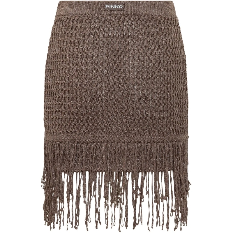 Pinko Minirock Gonna in Maglia con Frange taupe(Image 2)