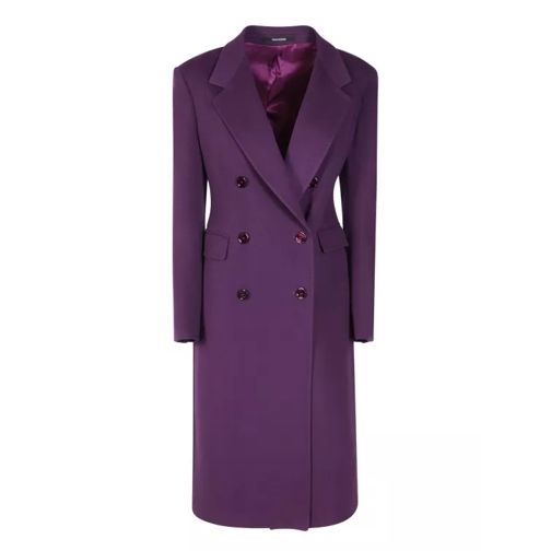Tagliatore Virgin Wool And Cashmere Blend Double-Breasted Mid Purple 