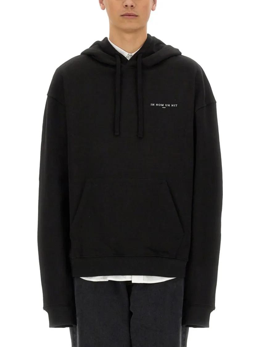 Thumbnail - Ih Nom Uh Nit - Relaxed Fit Black Hoodie With Graphic Design - Größe M - schwarz