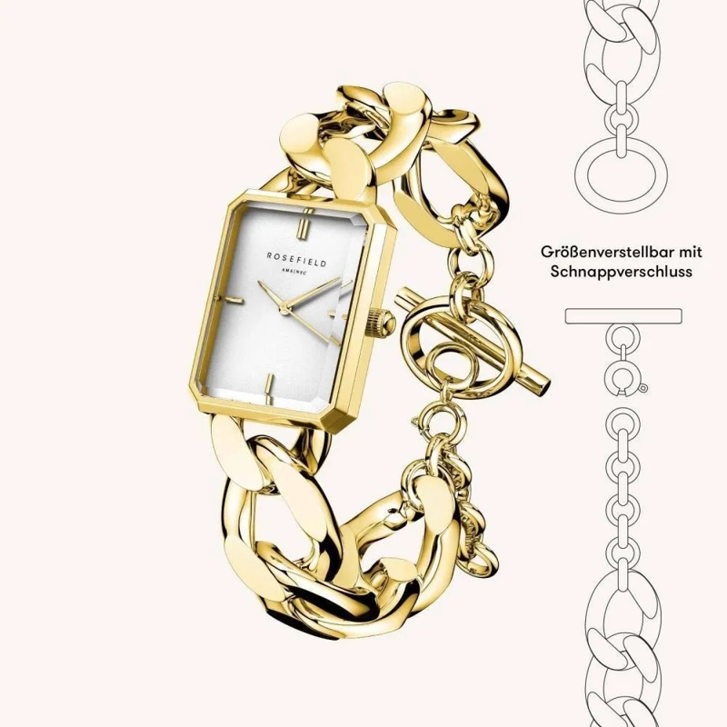Rosefield Quarzuhr Damenuhr Octagon XS Studio Kettenoptik gold(Image 3)