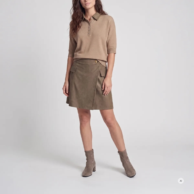 Marc Aurel  Pullover- Poloblende mit Metallknöpfen- Rippena beige(Image 2)