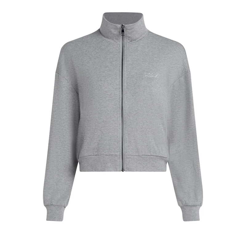 Karl Lagerfeld T-Shirt Signature Lounge-Sweatshirt mit Reißverschluss grau