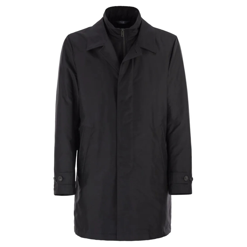 Fay Parka Morning Coat In Technical Poplin Blue