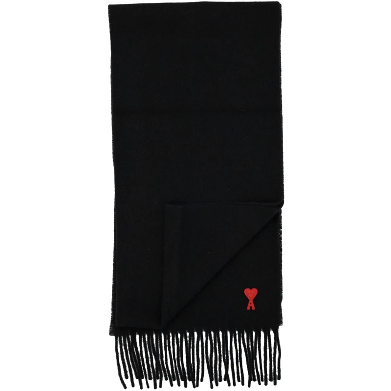 AMI Paris Écharpe en laine Adc Scarf Nero schwarz