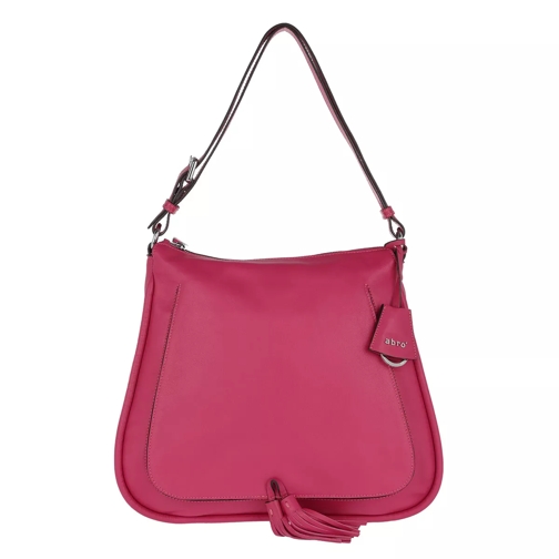 Abro Leather Velvet Tassel Handbag Pink Hoboväska