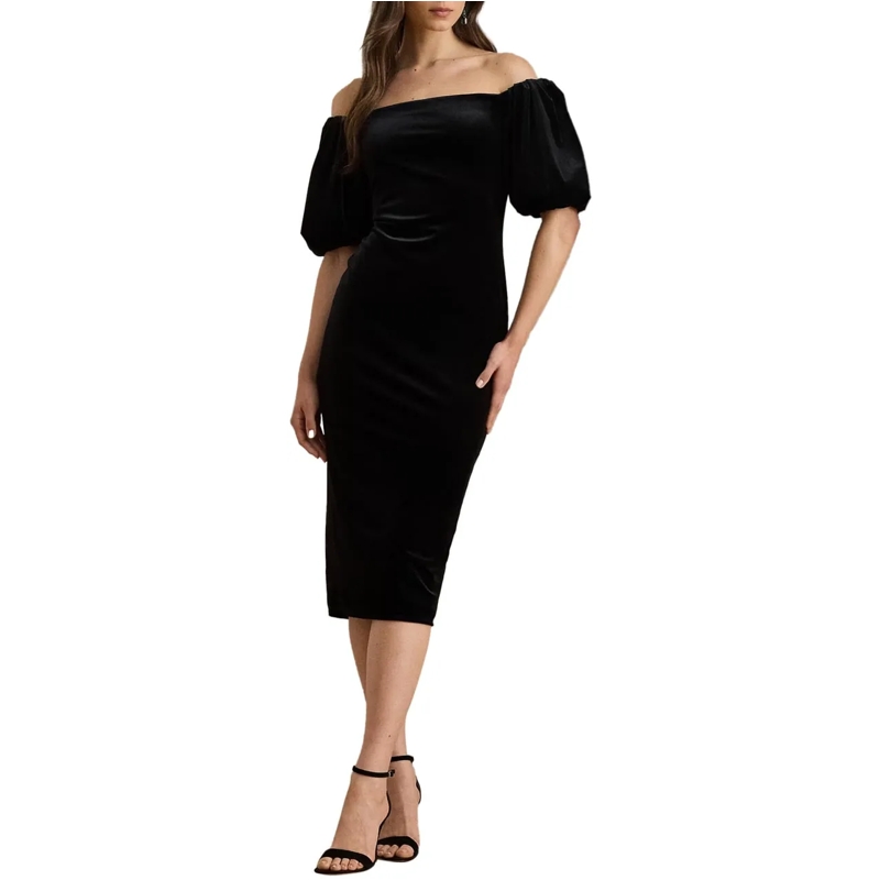 Ralph Lauren Robe midi Dresses Black Velvet schwarz