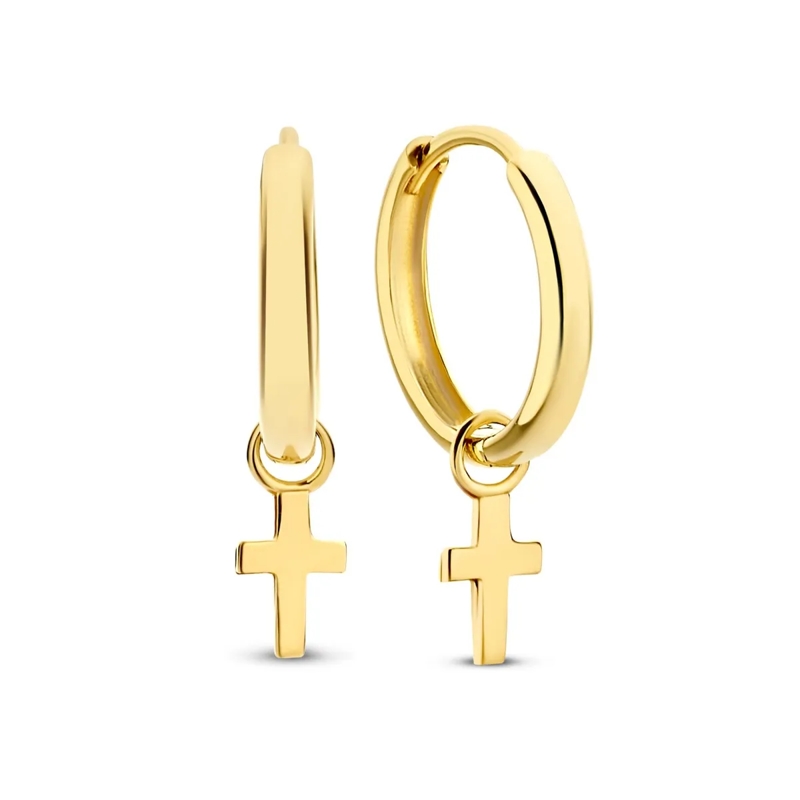 Isabel Bernard Creolen Monceau Solange 14 karat hoop earrings with cross Gold