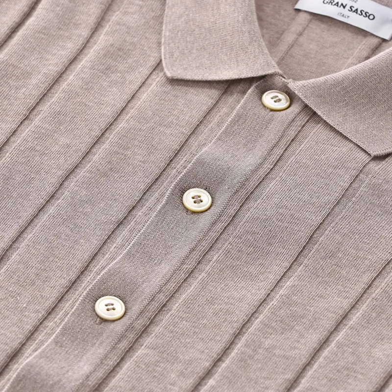Gran Sasso Hemd Kurzarmhemd aus Baumwolle beige(Image 6)